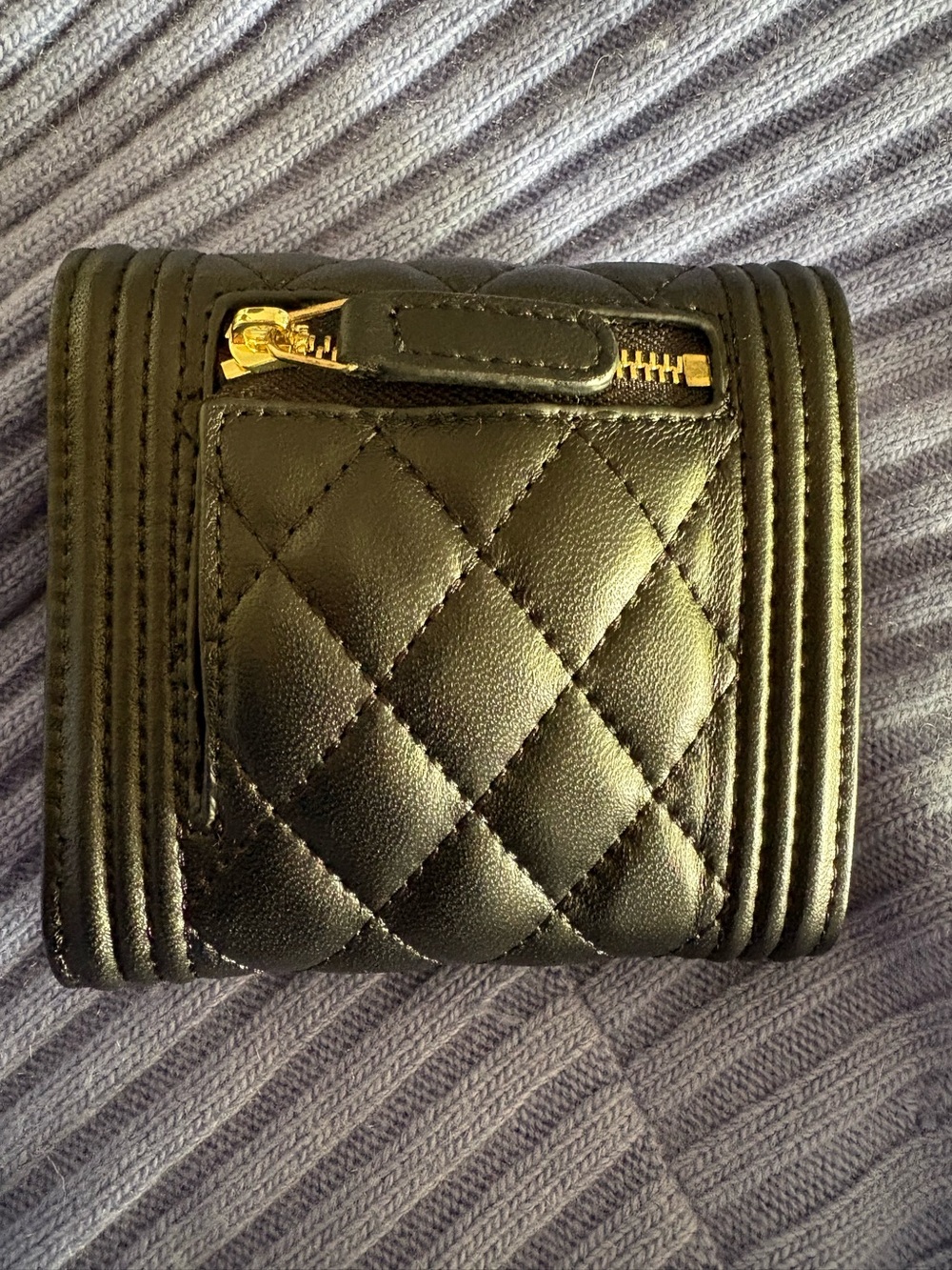 CHANEL Black Quilted Leather Mini Tri-Fold Wallet with Gold CC Hardware - Picture 2 of 10
